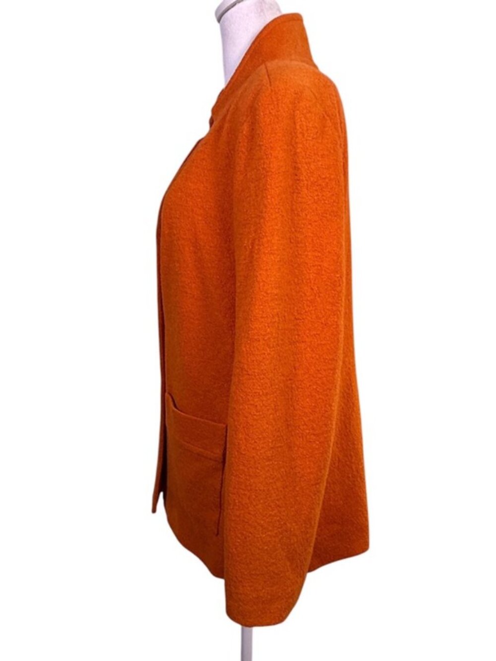 Doncaster Orange Wool Blend Jacket Size 12 Two Button Patch Pockets - Picture 3 of 11